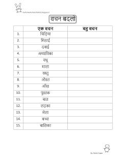3rd Worksheet For Class 3 Hindi