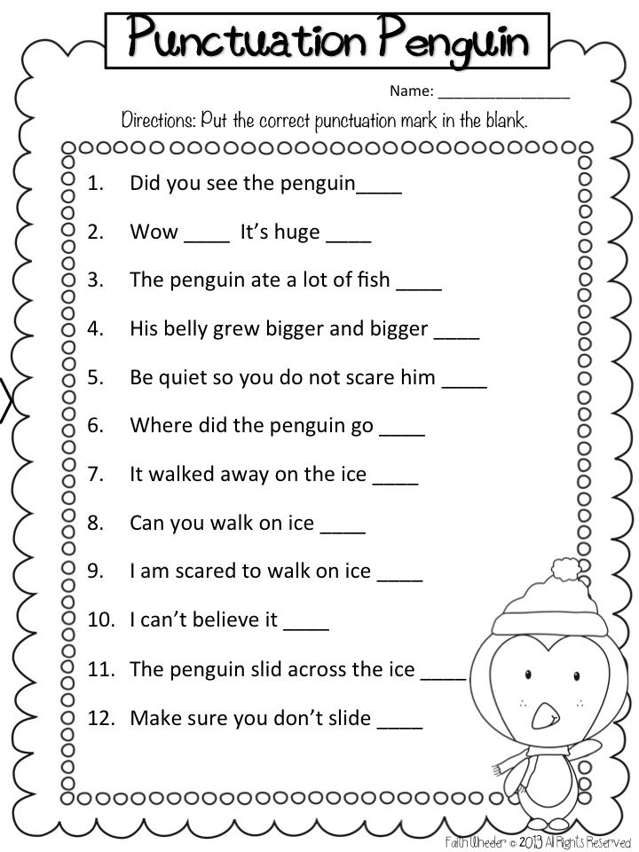 1st Grade Punctuation Practice Worksheets