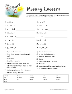 Missing Letters Worksheet For Grade 3
