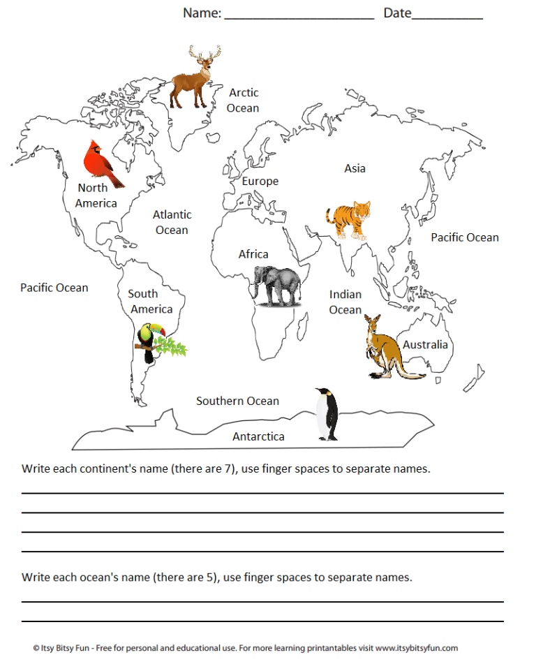 Geography Worksheets For Kindergarten