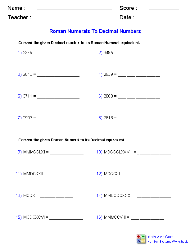 Maths Worksheet For Class 5 Number System