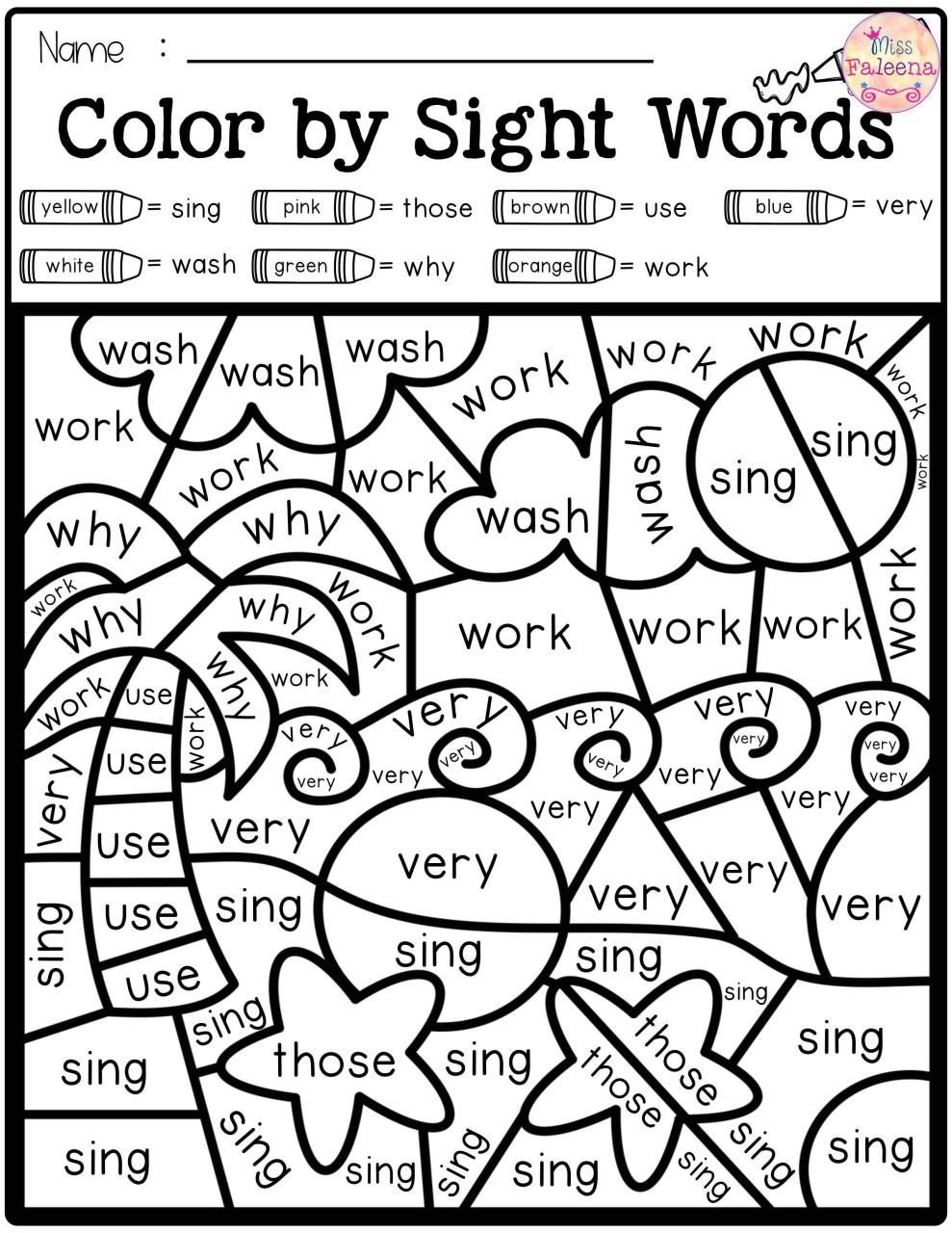 2nd Grade Sight Word Practice Worksheets