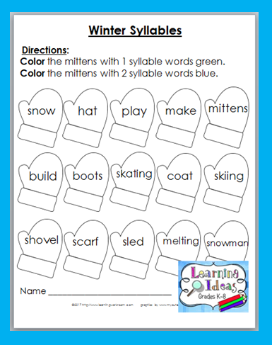 Syllables Worksheet Free