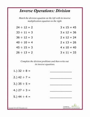 Inverse Operations Worksheets Year 6