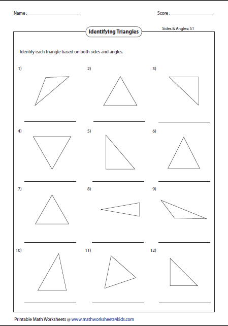 Types Of Triangles Worksheet Grade 5