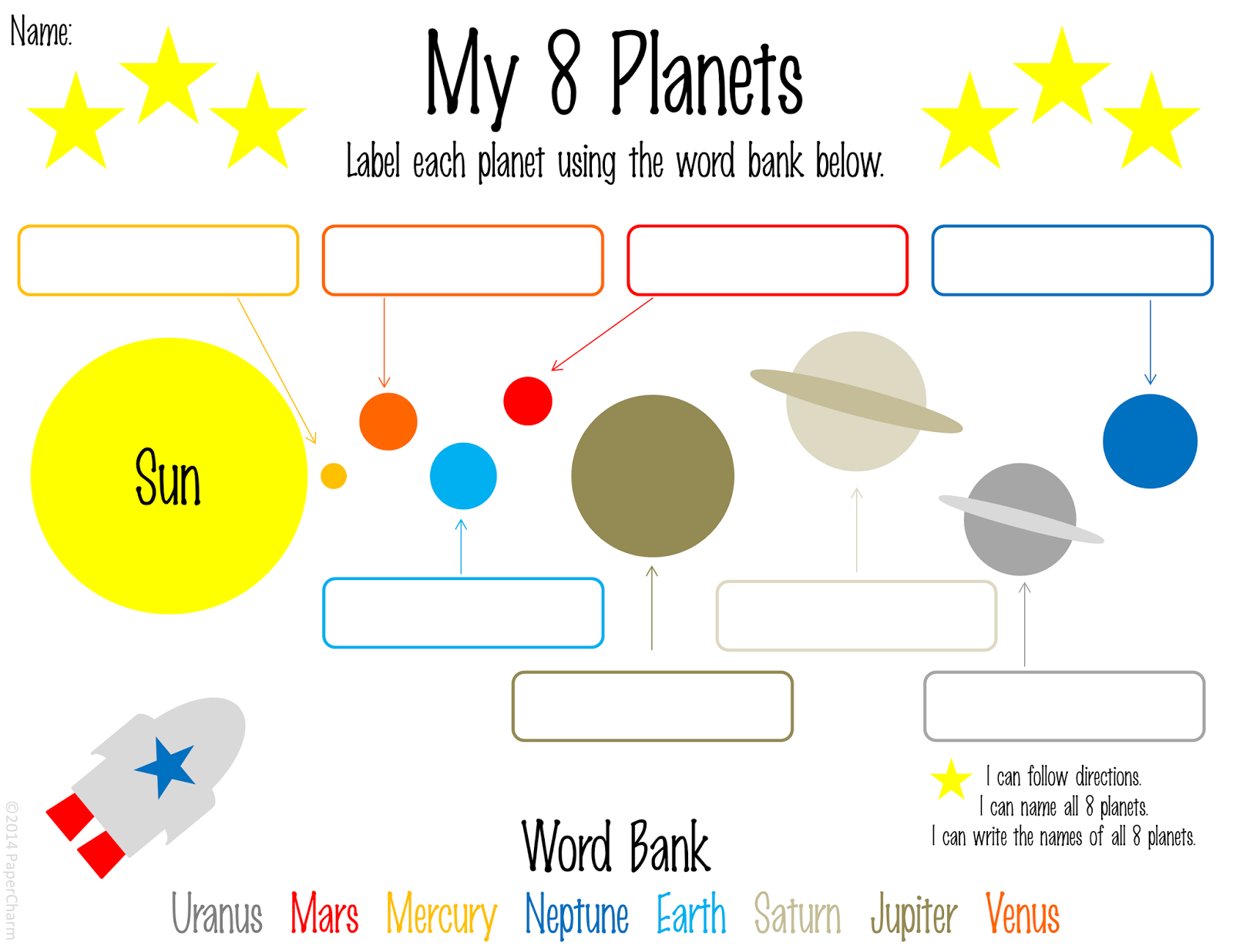 1st Grade Free Solar System Worksheets