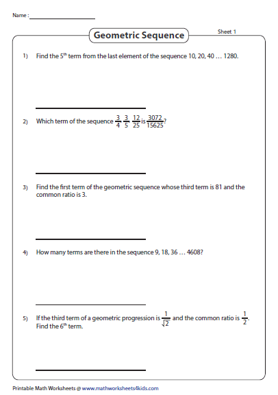 Arithmetic And Geometric Sequences Worksheets