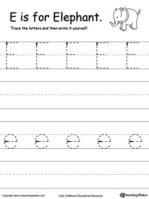 Letter Tracing Sheets E