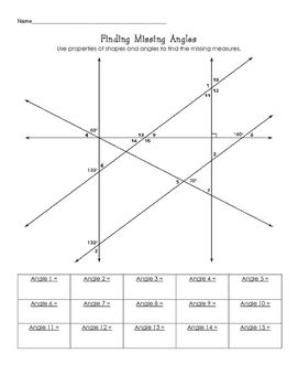 Finding Angles In Parallel Lines Worksheet
