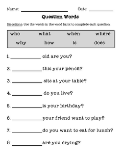 Wh Questions Worksheets For Kindergarten