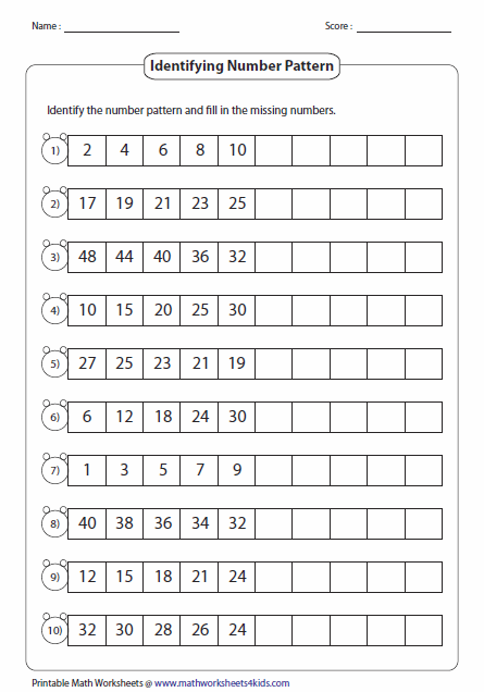 Maths Worksheet For Class 1 Patterns