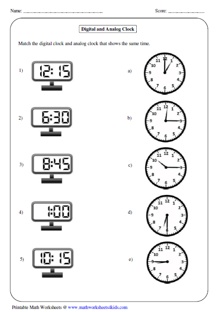 2nd Grade Digital Clock Worksheets Printable