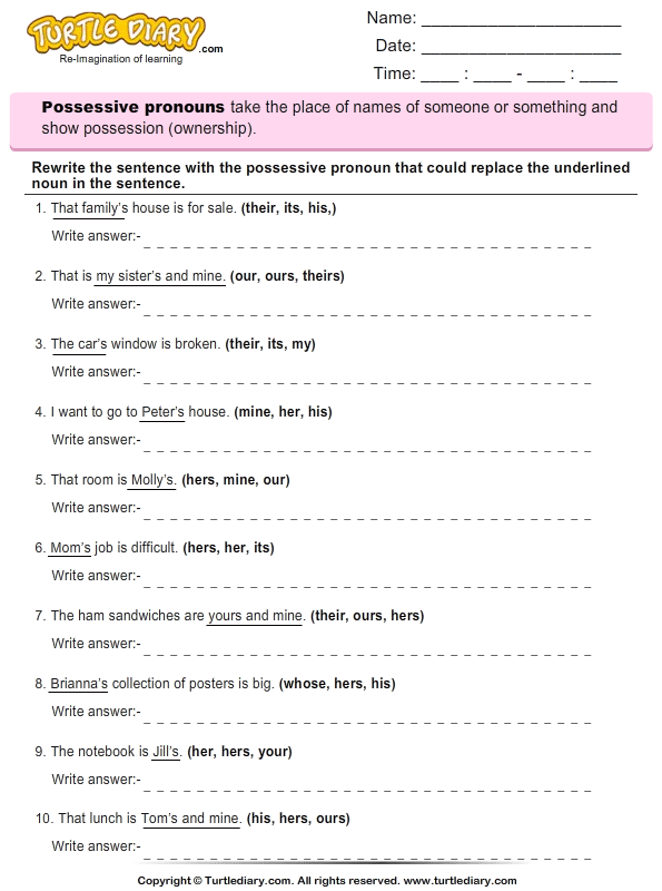 Free Pronoun Worksheets For Grade 3