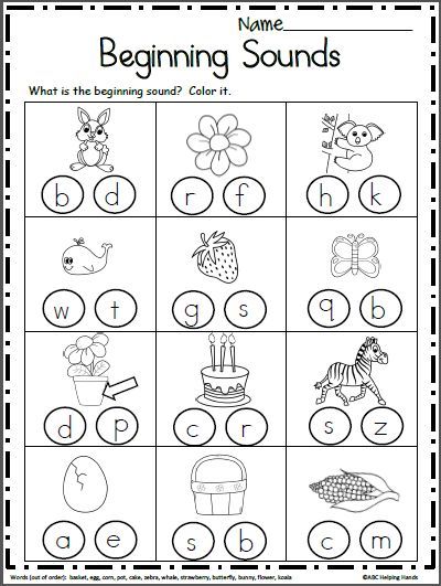 Beginning Sounds Worksheets Kindergarten Free