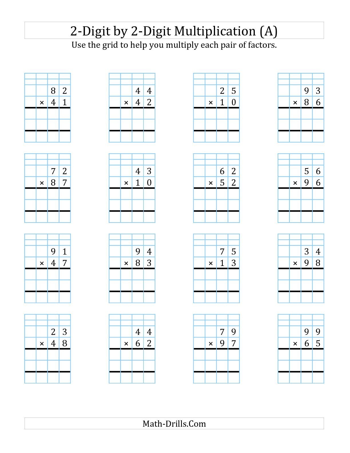 2 Digit By 2 Digit Multiplication Worksheets With Grids