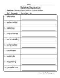 2nd Grade Syllabication Worksheets