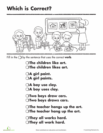 Subject Verb Object Worksheets Grade 2