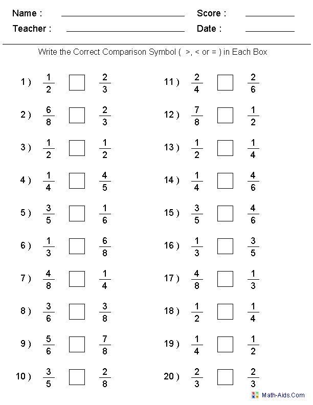 Comparing Decimals Worksheet Grade 6