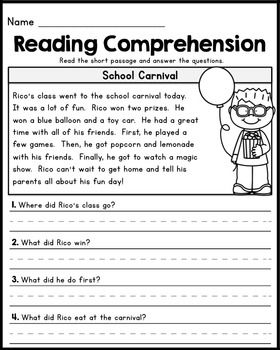Comprehension For Class 1 Cbse