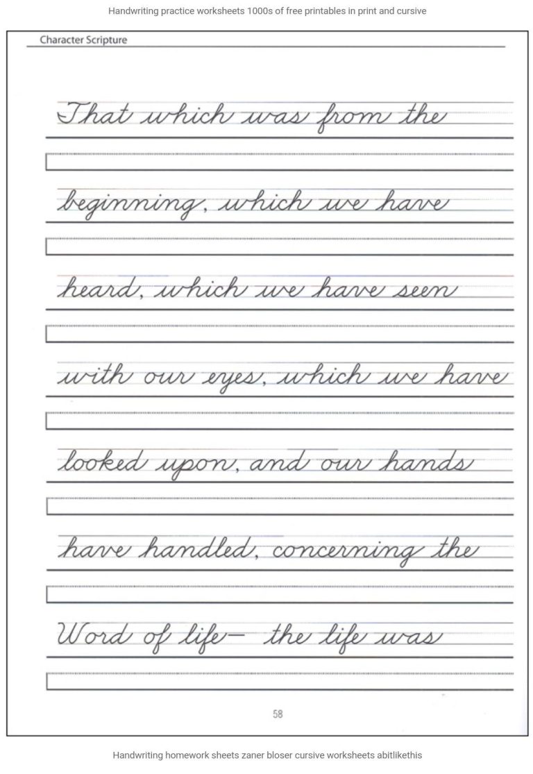 Cursive Handwriting Practice Sheets