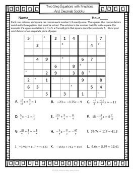 Solving One Step Equations Worksheet Puzzle Free
