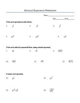 Rational Exponents Worksheet Algebra 2