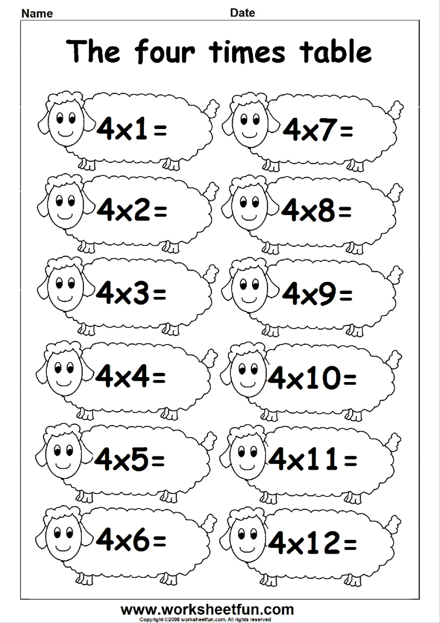 Multiplication Table Worksheet Free