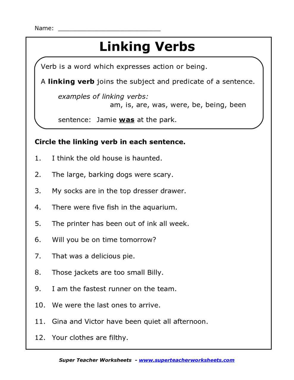 Helping Verbs Worksheet For Class 3