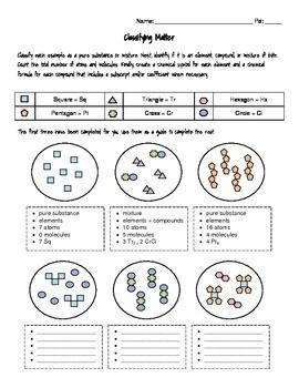 Classifying Matter Worksheet