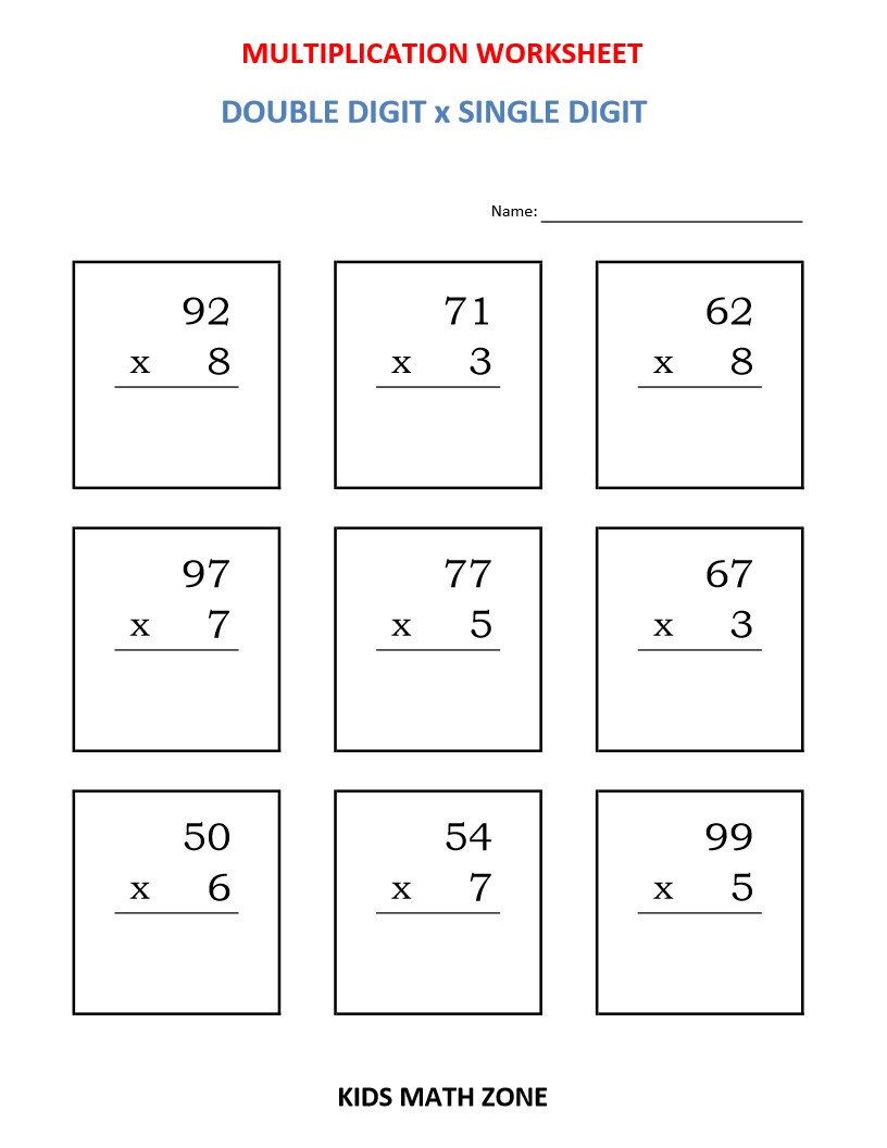 3 Digit Multiplication Worksheets Printable