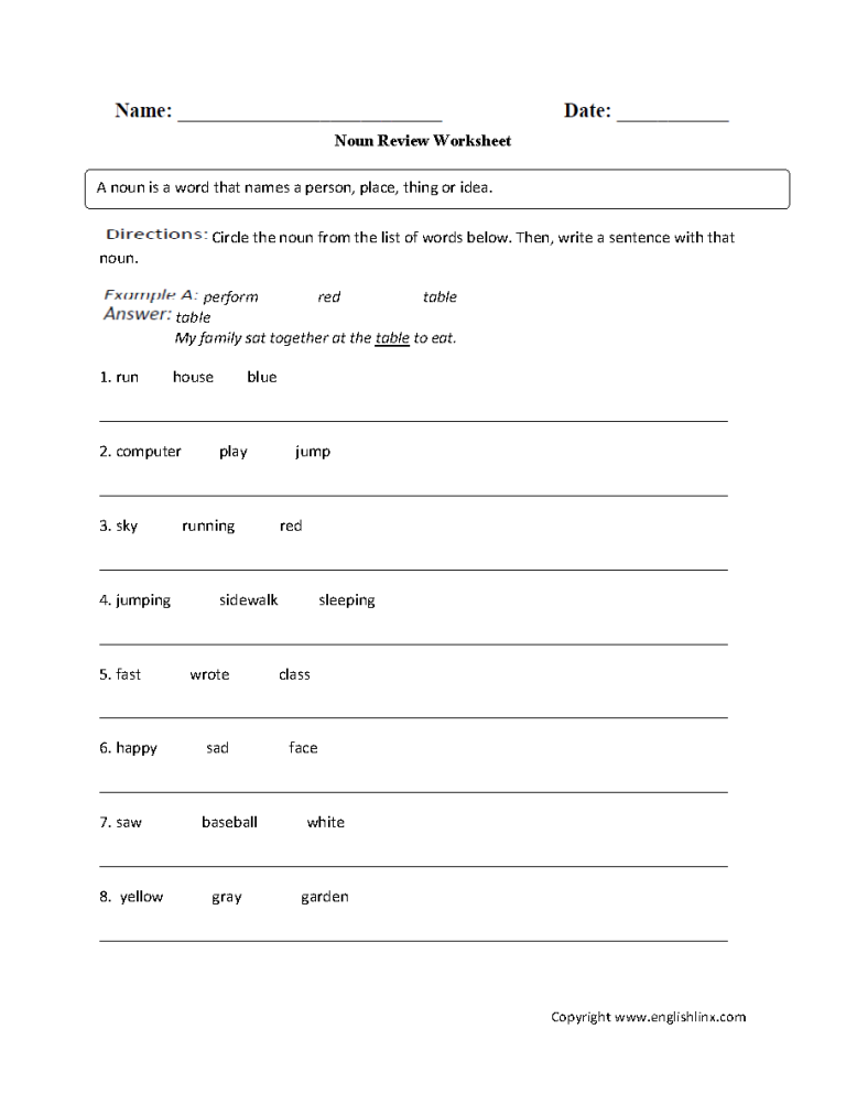 Part Of Speech Worksheet For Grade 2