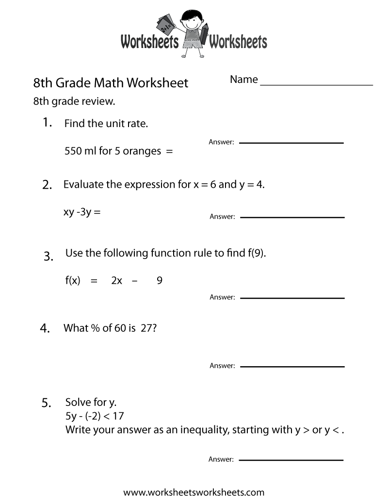 8th Grade Worksheets Free Printable