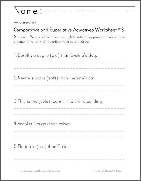 3rd Grade Adjectives Worksheets For Grade 3