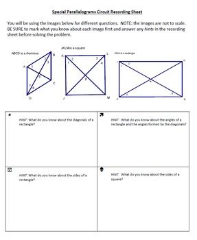 Special Parallelograms Worksheet