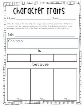 Character Traits Worksheet 3rd Grade Pdf