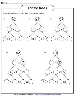 Factor Trees Worksheets Year 7