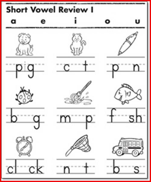 Short Vowel Worksheets Kindergarten Pdf