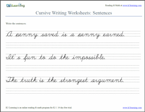 4th Grade Cursive Writing Sentences Worksheets Pdf