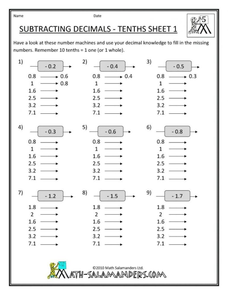 Math Worksheets Grade 5 Free Printable