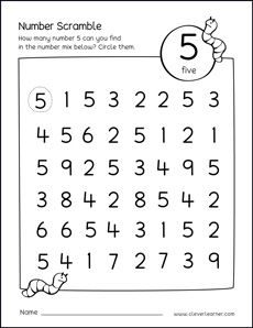 Preschool Activity Sheets Numbers