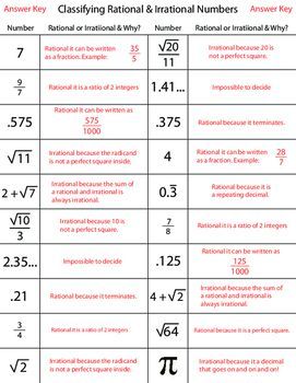 Rational And Irrational Numbers Worksheet Pdf