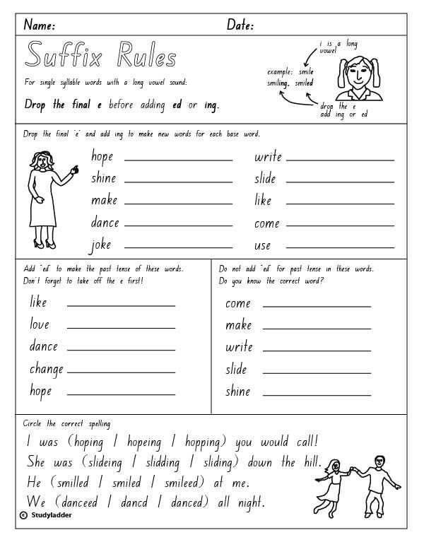 Suffix Spelling Rules Worksheets