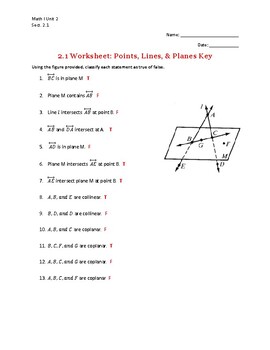 1-2 Points Lines And Planes Worksheet Answer Key