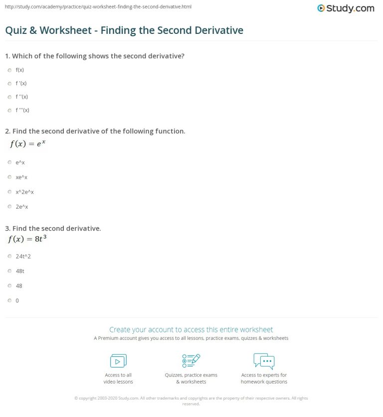 Simple Derivative Worksheet