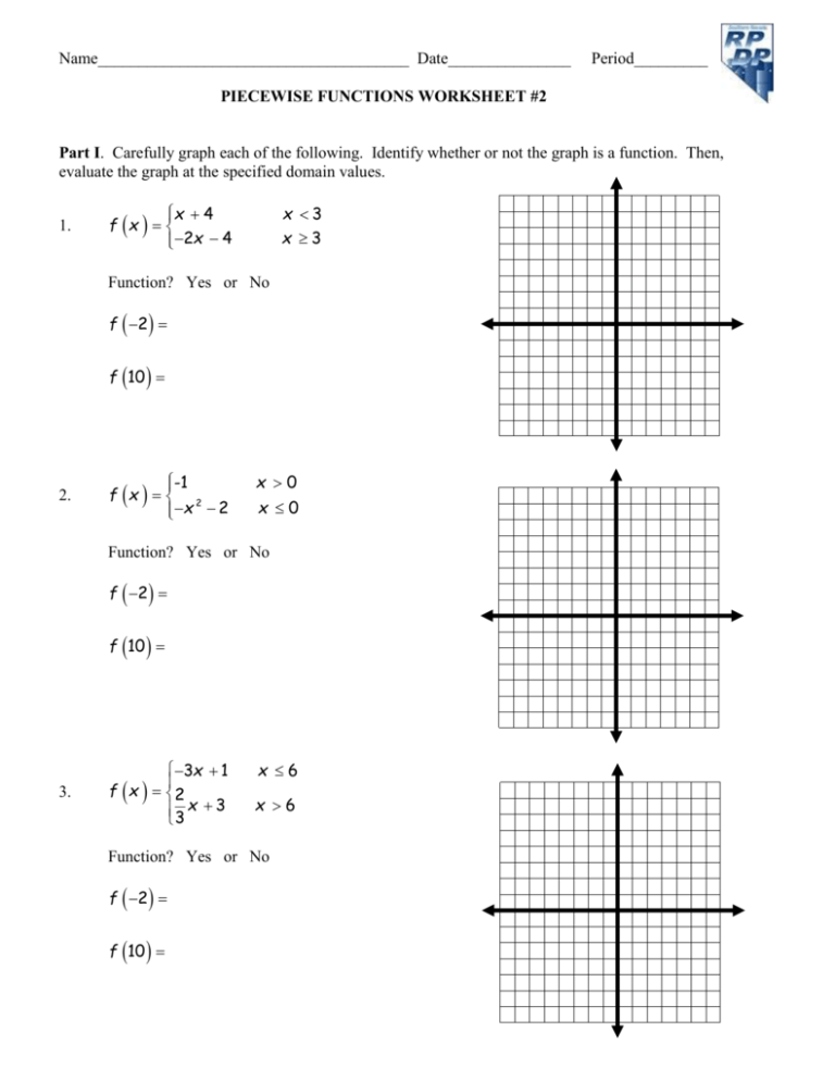 Algebra 2 Honors Piecewise Functions Worksheet Answer Key