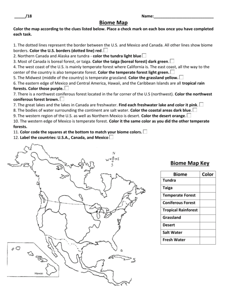 World Biome Map Coloring Worksheet Answer Key