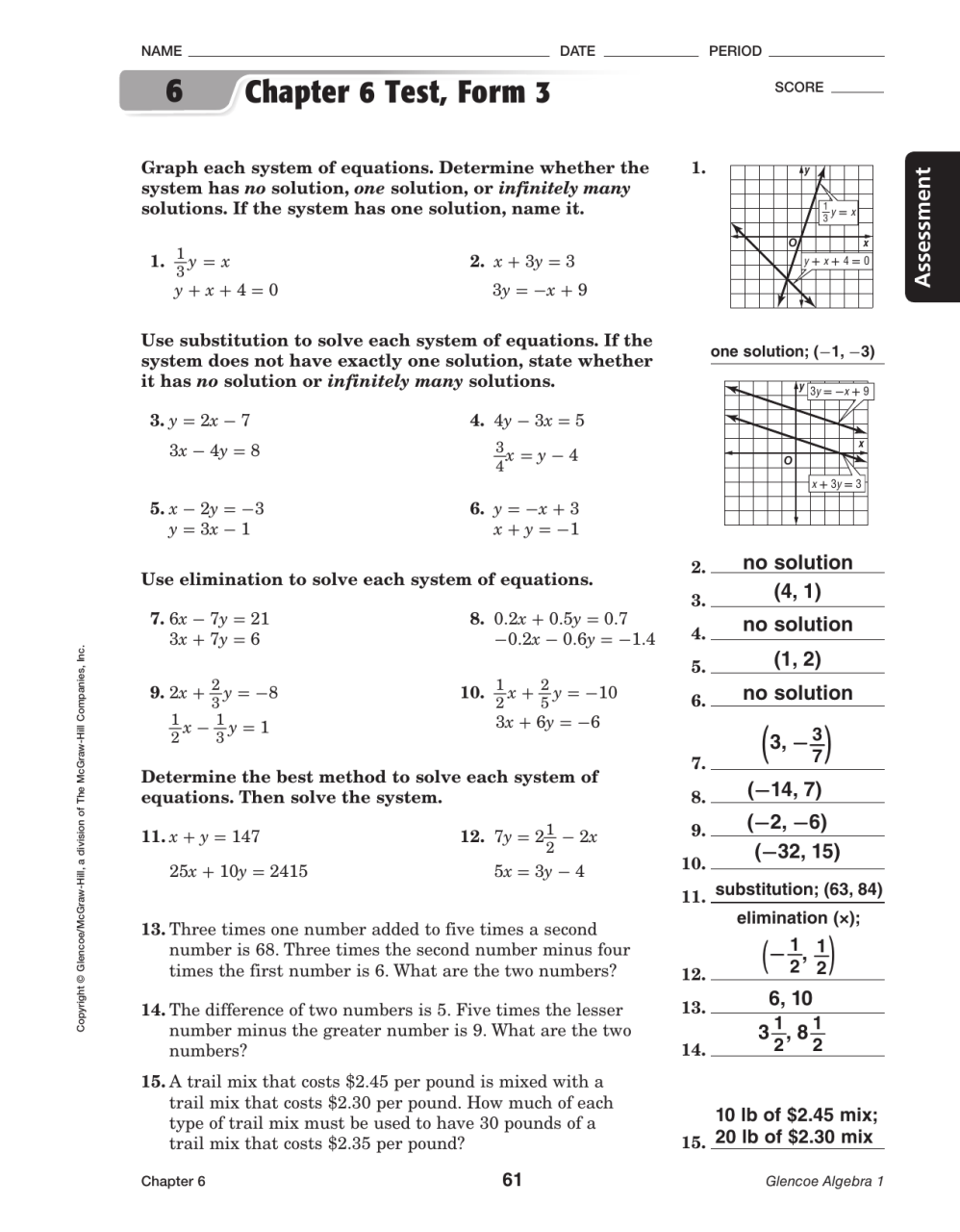 Algebra 1 Workbook Answer Key