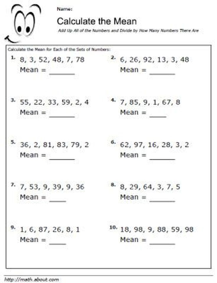 5 Worksheets for Calculating Mean Averages Mathematics worksheets