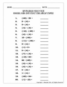 Grade 8 Math Integers Worksheets Printable Learning How to Read