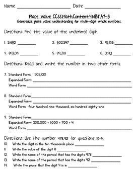 Place Value Worksheets 4th Grade Free